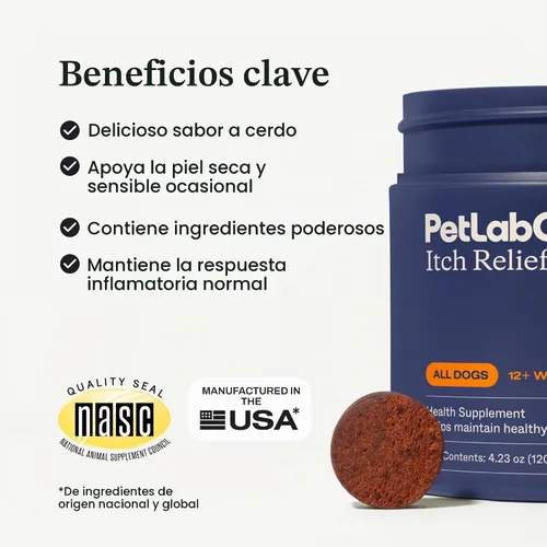 Vista 2 de PetLab Co. Itch Relief Chew Pro, 30 masticables suaves, paquete de 2, cerdo