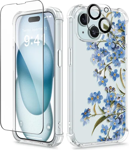 Vista 75 de GVIEWIN - Funda para iPhone 11 con protector de pantalla + protector de lente de cámara, cubierta protectora transparente suave de poliuretano