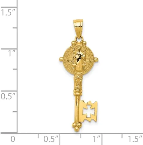 Vista 5 de IceCarats Colgante de oro amarillo de 14 quilates San Benito con llave de 2 caras