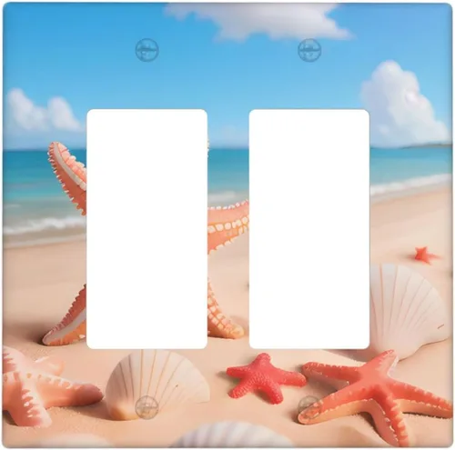 Vista 14 de Starfish 1 palanca 1 interruptor de luz basculante cubierta de placa de pared decoración para el hogar dormitorio cocina decorativa 4.5 x 4.5