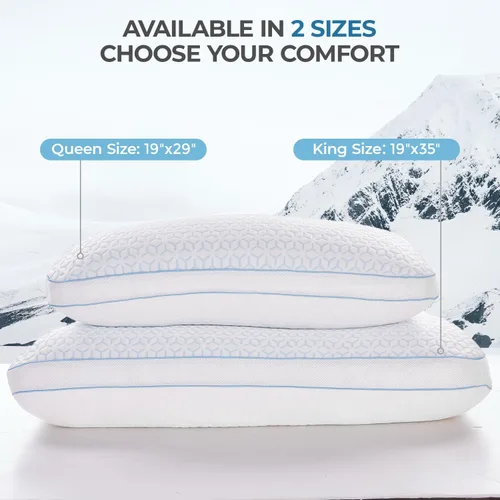 Vista 7 de Almohadas refrescantes Sweetnight tamaño Queen, conjunto de 2, almohadas de espuma viscoelástica triturada de 2 paquetes para durmientes calientes