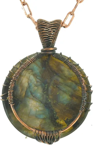 Vista 3 de Tree Of Life Natural Gemstone Pendant Copper Wire Wrapped Jewelry Necklace