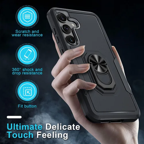 Vista 7 de Compatible con Samsung Galaxy S24/S25 Funda con Protector de Pantalla de Vidrio Templado, Resistente a Prueba de Golpes de Servicio Pesado Funda