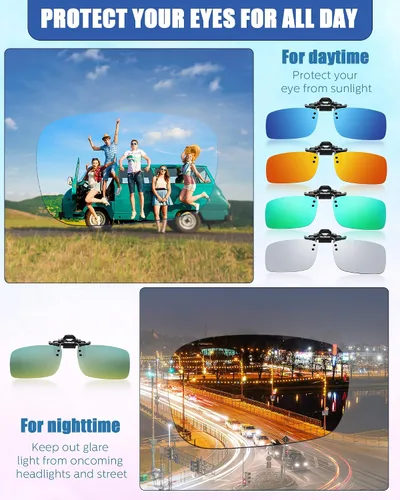 Vista 4 de 5 pares de gafas de sol polarizadas con clip sin borde, gafas de conducción antirreflejos