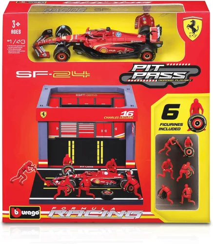 Vista 2 de Bburago 1:43 2024 Ferrari SF-24 Pit Pass, Leclerc #16