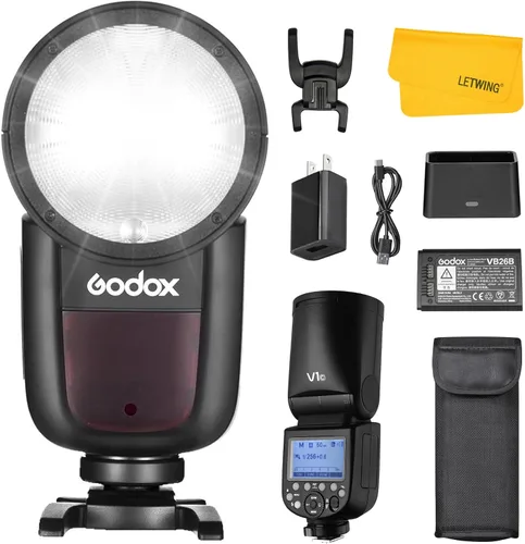 Vista 12 de GODOX V1 V1-S Flash para Sony, 76Ws 2.4G TTL Speedlite para Sony HSS 1/8000s, 480 disparos a potencia completa, batería recargable de iones
