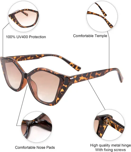 Vista 5 de Karsaer - Gafas de sol para mujer, diseño de ojo de gato, diseño irregular