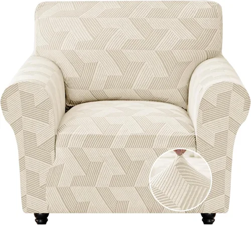 Vista 39 de JIVINER - Juego de 2 fundas elásticas para sillas de comedor, fundas geométricas de jacquard para sillas de comedor, fundas lavables para sillas