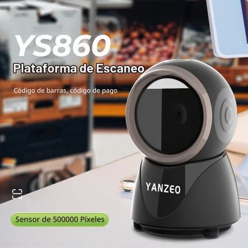Vista 2 de YANZEO Escáner de código de barras YS860 2D/1D lector de código de barras de escritorio manos libres QR Escáner de código de barras Plug and Play