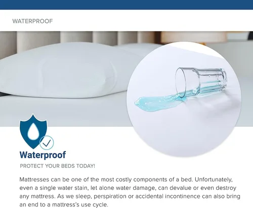 Vista 4 de Bargoose Funda de colchón ajustable Protector de cama de vinilo Protege contra plagas y líquidos Barrera contra alérgenos y ácaros del polvo
