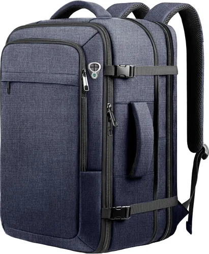 Vista 9 de Mochila de transporte para viajes de 1 a 10 días, mochila de viaje extra grande de 40L-50L aprobada por la TSA, bolsa expandible para laptop, bolsa