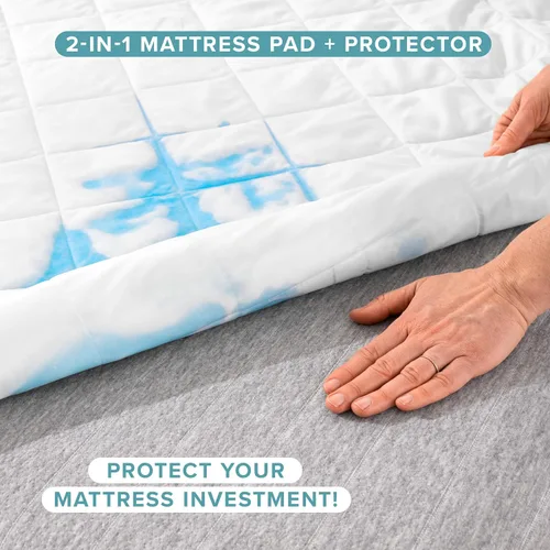 Vista 2 de Bare Home Protector de colchón acolchado impermeable Twin – Almohadilla de colchón refrescante – Protege contra derrames – Fácil lavado – Funda