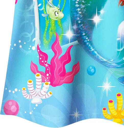 Vista 4 de ZENGTO Vestido de disfraz de princesa con aleteo de manga corta para niñas de 2 a 7 años