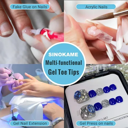 Vista 6 de SINOKAME - Uñas postizas transparentes a presión cortas con kit de pegamento para uñas, puntas de uñas postizas pintables mate, para camas de uñas