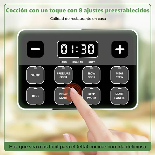 Vista 4 de Fullwill Olla a presión eléctrica 7 en 1 Lite de 3 cuartos de galón, olla de cocción lenta, olla arrocera, vaporera, salteado, calentador, olla Negro