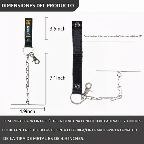 Vista 2 de KUNN Soporte de cinta eléctrica, correa de doble uso, cadena de soporte rápido mejorada para cinturón de herramientas con llavero, bucle a presión