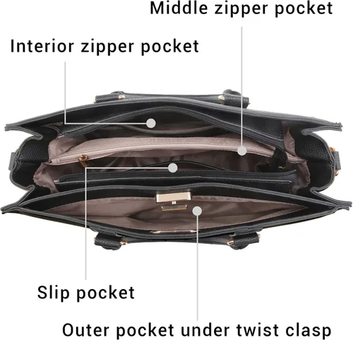 Vista 5 de Dasein Bolso de mano de moda de dos tonos para mujer, con asa superior, bolso de hombro con correa a juego