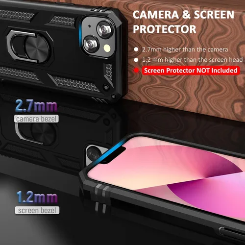 Vista 2 de ADDIT Funda para iPhone 13 Mini iPhone 13 Mini, con soporte de anillo, soporte magnético para automóvil, grado militar, resistente, para iPhone 13