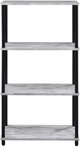 Vista 7 de Acme Nypho - Estantería rectangular con 4 estantes de madera, color blanco antiguo y negro