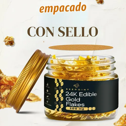 Vista 3 de BeePoint Copos de oro comestible de 24 quilates de 200 mg, acabado de lujo