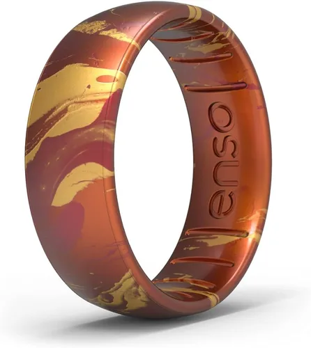 Vista 12 de Enso Rings Anillo de silicona fino hecho a mano, diseño cómodo y flexible, 0.169 in de ancho, 0.069 in de grosor