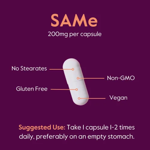 Vista 5 de BESTVITE SAM-e 200 mg estabilizado (60 cápsulas vegetarianas) - Forma de cápsula fácil de tragar - No necesita capa entérica - Sin dióxido