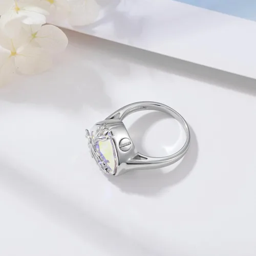 Vista 3 de AOBOCO Anillo de cremación de corazón de plata de ley 925 con diseño de árbol de la vida que sostiene las cenizas de un ser querido, anillo de urna