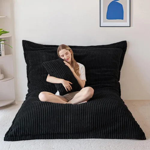 Vista 13 de MAXYOYO Puf gigante con almohada, silla convertible 3 en 1 Gris ceniza
