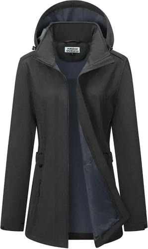 Vista 16 de Outdoor Ventures Chaqueta impermeable Softshell con forro polar para mujer Negro