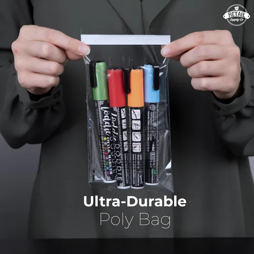 Vista 3 de Bolsas de polietileno de 4 x 6 pulgadas – Sello extra fuerte – Bolsas de polietileno con advertencia de asfixia – Paquete de 200 – Bolsas