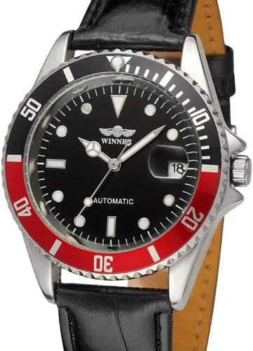 Vista 2 de MASTOP Men Automatic Mechanical Watches Waterproof Mens Watches with Calendar (LeatherWhite)