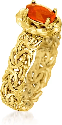 Vista 3 de Ross-Simons Fire Opal Byzantine Ring in 14kt Yellow Gold