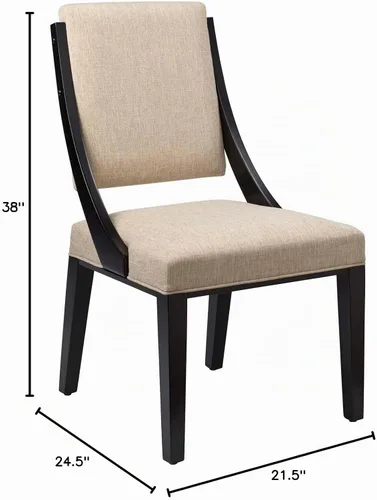 Vista 3 de Modway Cambridge - Juego de 2 sillas laterales de comedor tapizadas de tela color beige