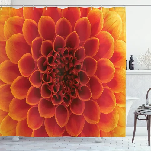 Vista 10 de set de cortina para baño decorativa de tela de poliéster con ganchos
