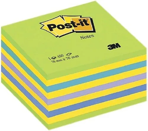 Vista 3 de Post-it Notas Cubo, azul pastel, 1 bloc, 2.992 in x 2.992 in, 450 hojas – Notas extra adhesivas para paredes, monitores y nevera