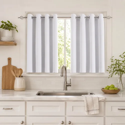 Vista 18 de Aquazolax Cortinas opacas de 45 pulgadas de largo, juego de 2 paneles para guardería, cortinas de tratamiento de ventanas con aislamiento térmico