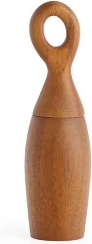Vista 4 de Nambe Portables - Molinillo de sal o pimienta de madera de acacia, mide 8 pulgadas, molinillo de especias recargable, molinillo manual de sal