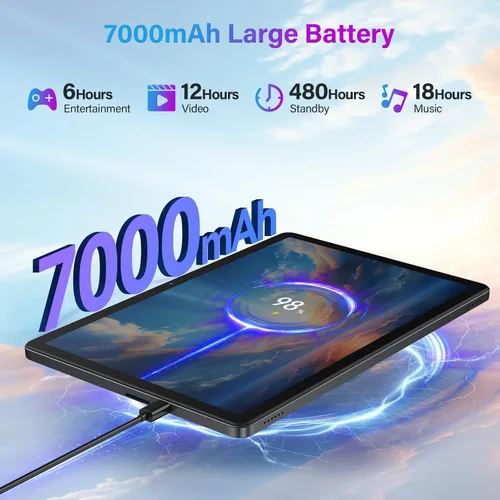 Vista 12 de Tablet Android 16 de 11 pulgadas, 16 GB + 128 GB, tabletas 2 en 1 con teclado MTK8786 Octa-Core Processor, 1TB Expand, 21MP Camera, 7000mAh