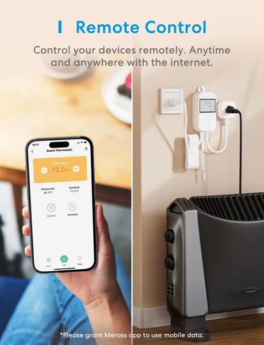 Vista 6 de meross Termostato Inteligente Controlador de Temperatura Wi-Fi Funciona con Apple Home, Alexa, Google Home, SmartThings Calefacción Refrigeración