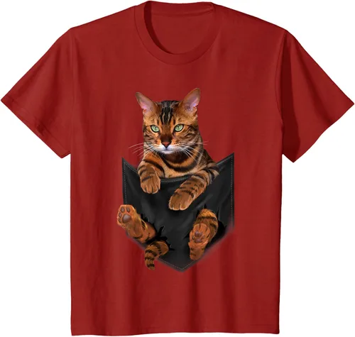 Vista 45 de Camiseta de bolsillo con estampado de tigre y gato Negro