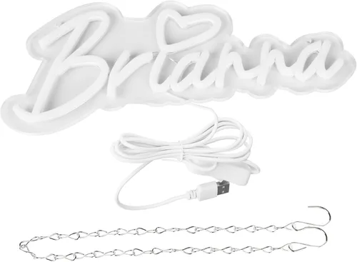 Vista 4 de Letrero de neón con el nombre Brianna para decoración de pared, luz de neón LED con el nombre Brianna para dormitorio de niños, decoración de fiesta