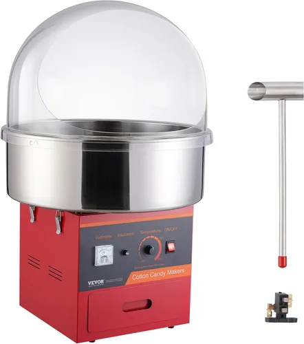 Vista 17 de VEVOR - Máquina eléctrica para hacer algodón de azúcar con carro, máquina comercial para hacer caramelo de 1000W con tazón de acero inoxidable