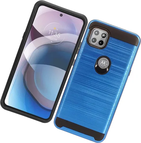 Vista 6 de Para Motorola One 5G Ace XT2113, Moto One 5G Ace (2021) - Funda de teléfono estilo cepillado - CS3 Azul