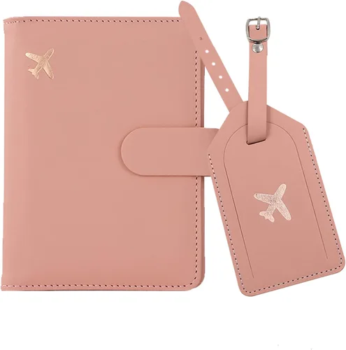Vista 12 de Melsbrinna Rfid - Soporte para pasaporte para mujeres y hombres, juego de etiqueta de maleta de viaje, bonita cartera de pasaporte con ranuras