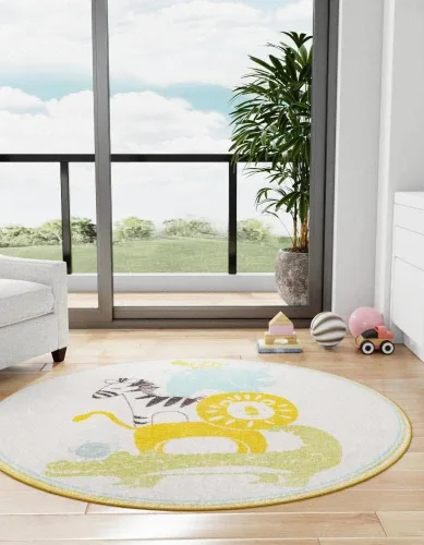 Vista 7 de Unique Loom Whimsy Kids Collection - Alfombra de área con animales (rectangular, 2 pies 2 pulgadas x 2 pies 11 pulgadas, marfil/amarillo)