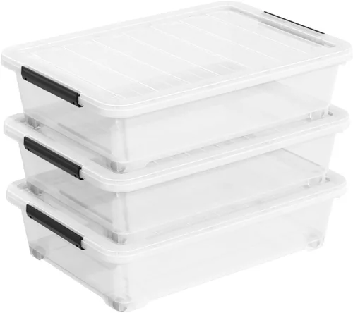 Vista 4 de Paquete de 3 cajas de almacenamiento con ruedas, contenedores