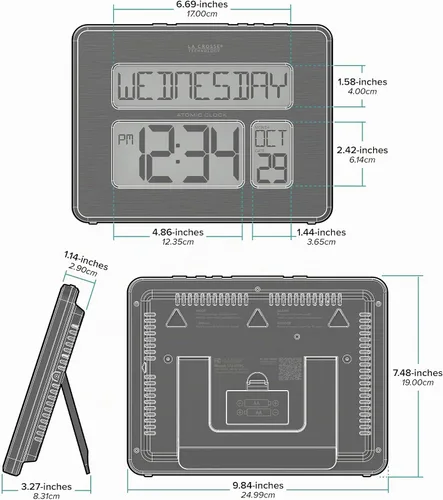Vista 7 de La Crosse Technology 513-1419C Reloj de pared digital atómico con calendario y temperatura interior Negro