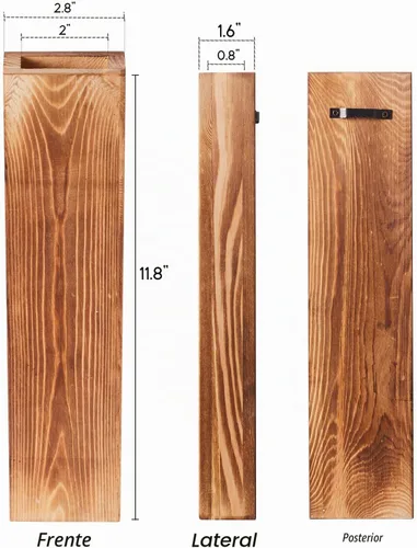 Vista 7 de Paquete de 2 macetas de pared de madera con 4 tallos de eucalipto sintético para decoración de pared