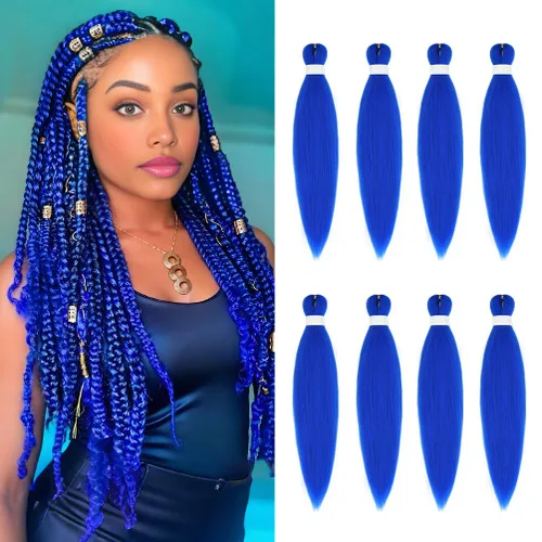 Vista 28 de 8 paquetes de extensiones preestiradas - 16 pulgadas de cabello trenzado premium, 55G/paquete, sin picazón, fijación en agua caliente, textura Perm