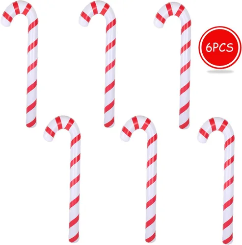 Vista 3 de Bastón de caramelo inflable de Navidad de 6 piezas de 35 pulgadas